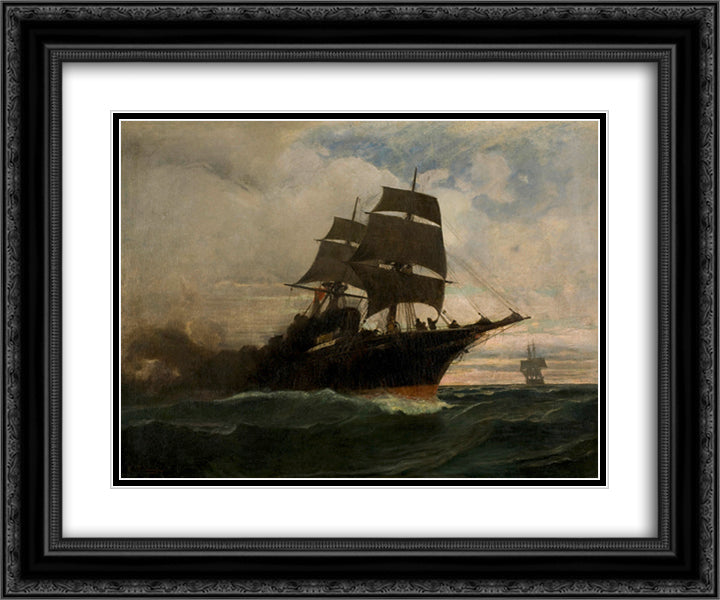Surging through the seas 24x20 Black Ornate Wood Framed Art Print Poster with Double Matting by Volanakis, Konstantinos