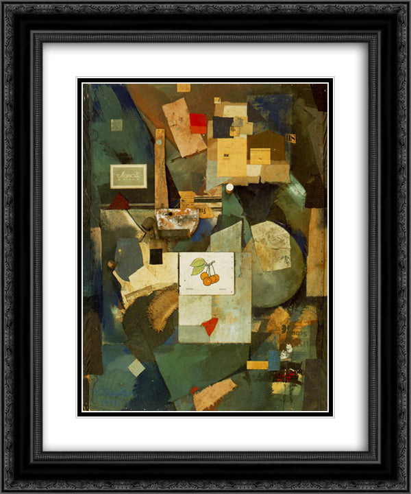 Cherry Picture 20x24 Black Ornate Wood Framed Art Print Poster with Double Matting by Schwitters, Kurt