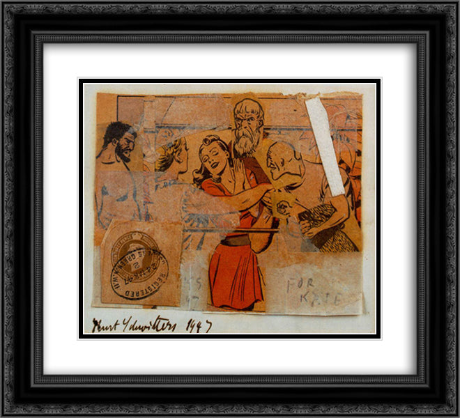 For Kate 22x20 Black Ornate Wood Framed Art Print Poster with Double Matting by Schwitters, Kurt