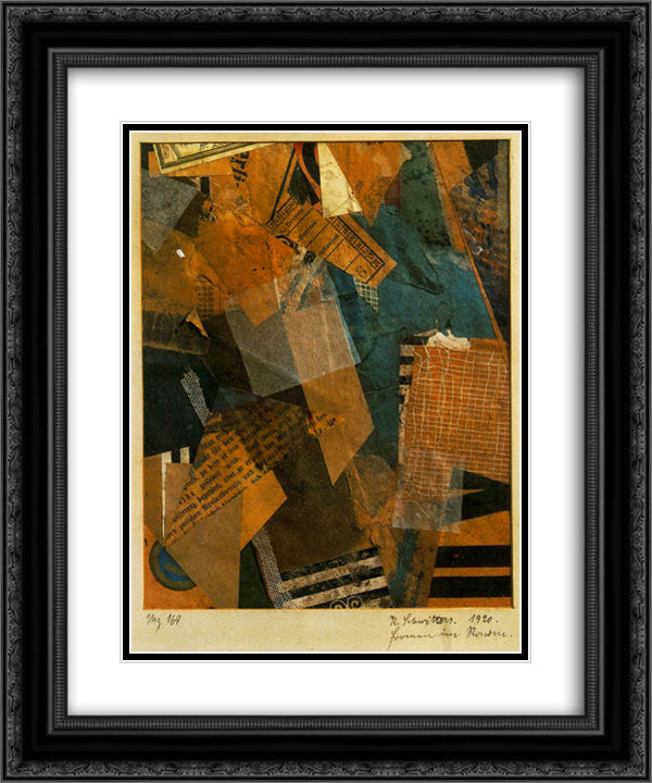 Forms in Space 20x24 Black Ornate Wood Framed Art Print Poster with Double Matting by Schwitters, Kurt