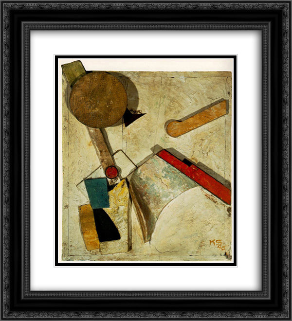 Heavy Relief 20x22 Black Ornate Wood Framed Art Print Poster with Double Matting by Schwitters, Kurt