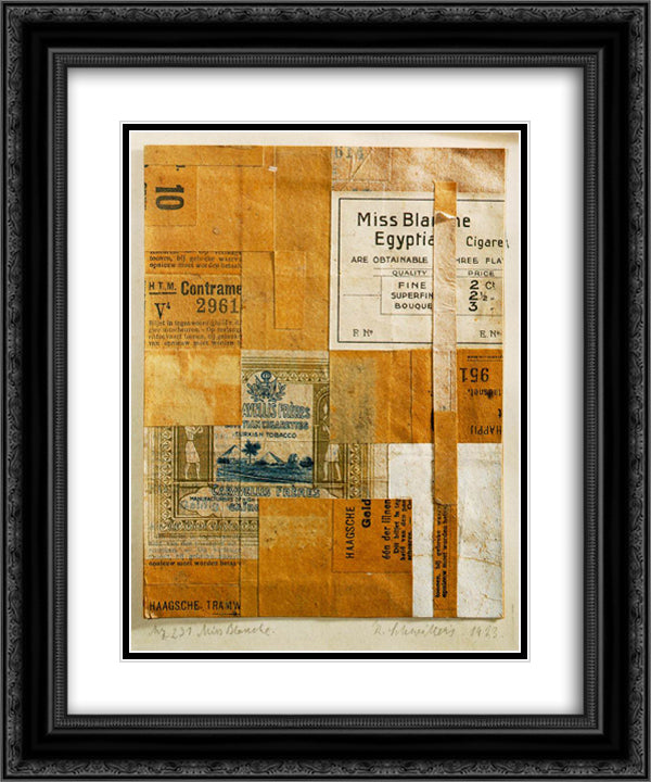 Mz 231. Miss Blanche 20x24 Black Ornate Wood Framed Art Print Poster with Double Matting by Schwitters, Kurt