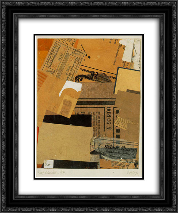 Oorlog 20x24 Black Ornate Wood Framed Art Print Poster with Double Matting by Schwitters, Kurt