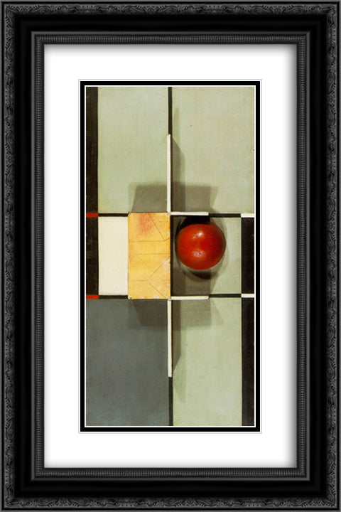 Relief with Cross and Square 16x24 Black Ornate Wood Framed Art Print Poster with Double Matting by Schwitters, Kurt