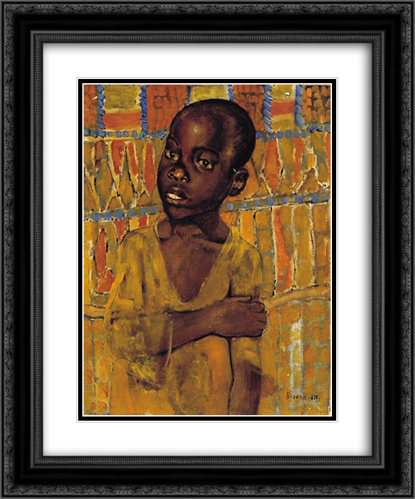 African boy 20x24 Black Ornate Wood Framed Art Print Poster with Double Matting by Petrov Vodkin, Kuzma