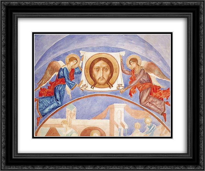 Angels with a way Savior 24x20 Black Ornate Wood Framed Art Print Poster with Double Matting by Petrov Vodkin, Kuzma