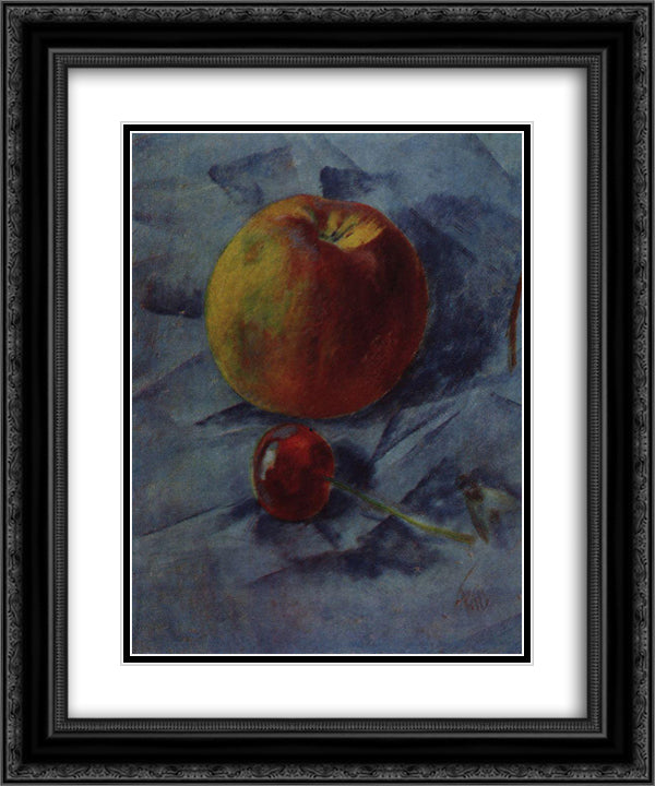 Apple and cherry 20x24 Black Ornate Wood Framed Art Print Poster with Double Matting by Petrov Vodkin, Kuzma