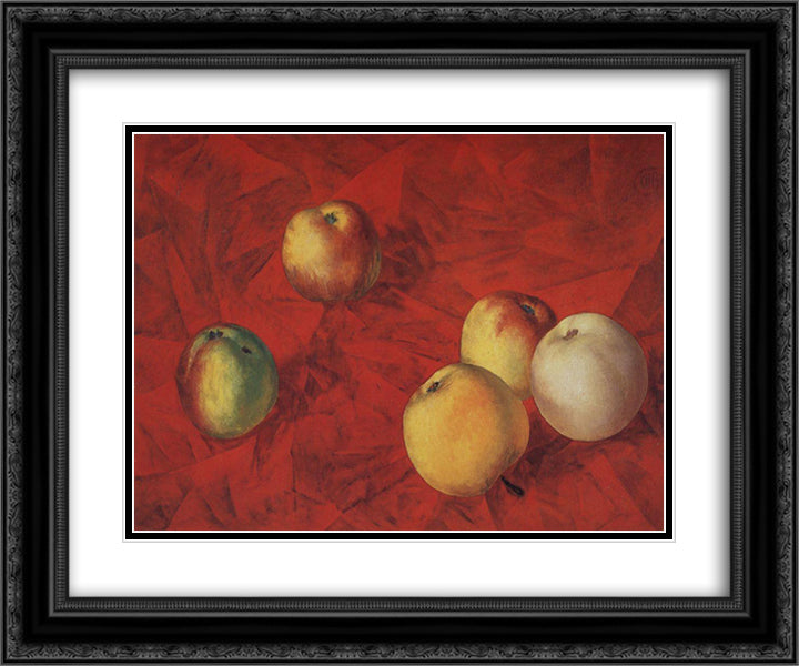 Apples 24x20 Black Ornate Wood Framed Art Print Poster with Double Matting by Petrov Vodkin, Kuzma