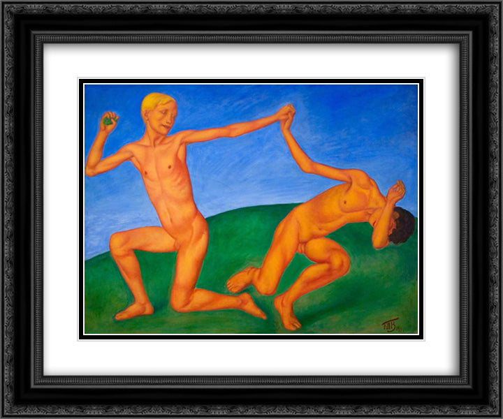 Boys (game boy) 24x20 Black Ornate Wood Framed Art Print Poster with Double Matting by Petrov Vodkin, Kuzma