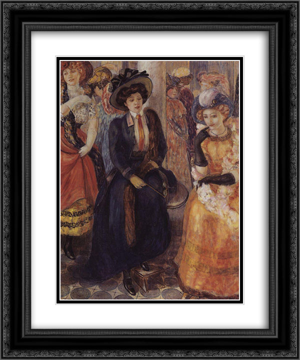 Cafe 20x24 Black Ornate Wood Framed Art Print Poster with Double Matting by Petrov Vodkin, Kuzma