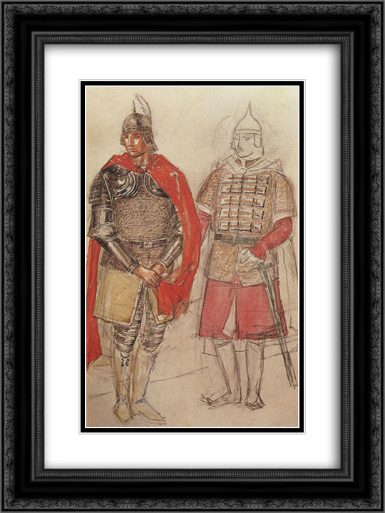 Costume Design for the tragedy of Pushkin's Boris Godunov  18x24 Black Ornate Wood Framed Art Print Poster with Double Matting by Petrov Vodkin, Kuzma