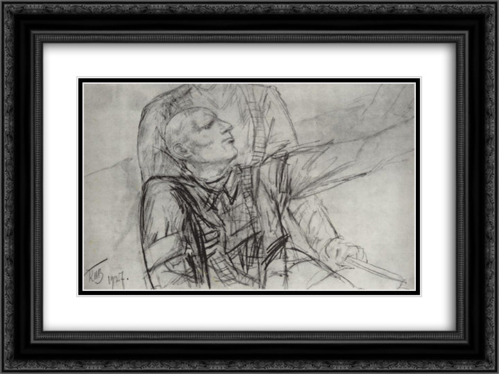 Drawing for the painting Death of Commissioner 24x18 Black Ornate Wood Framed Art Print Poster with Double Matting by Petrov Vodkin, Kuzma