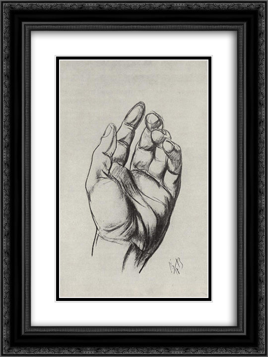 Drawing hands 18x24 Black Ornate Wood Framed Art Print Poster with Double Matting by Petrov Vodkin, Kuzma