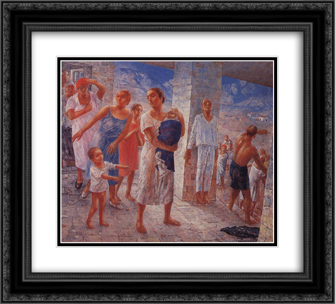 Earthquake in the Crimea 22x20 Black Ornate Wood Framed Art Print Poster with Double Matting by Petrov Vodkin, Kuzma