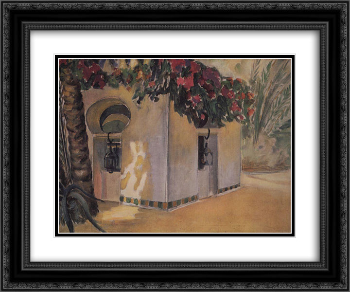 Garden Beneventum 24x20 Black Ornate Wood Framed Art Print Poster with Double Matting by Petrov Vodkin, Kuzma