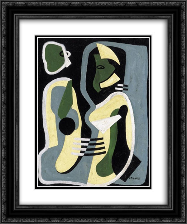 Chatting 20x24 Black Ornate Wood Framed Art Print Poster with Double Matting by Tihanyi, Lajos