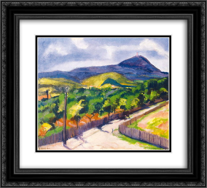 Hills in Buda 22x20 Black Ornate Wood Framed Art Print Poster with Double Matting by Tihanyi, Lajos