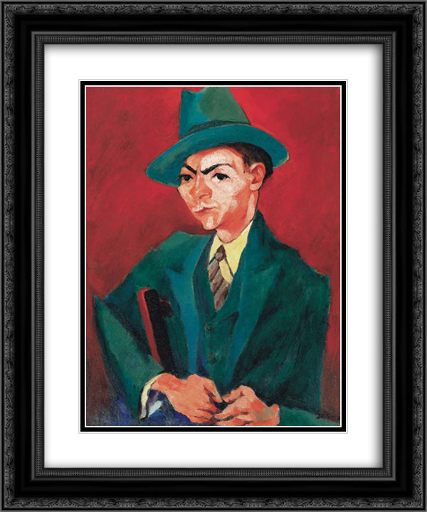 Portrait of Jacques de la Fregonniere 20x24 Black Ornate Wood Framed Art Print Poster with Double Matting by Tihanyi, Lajos