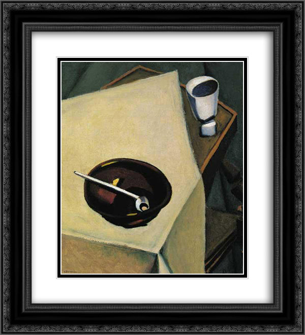 Still-life with Pipe 20x22 Black Ornate Wood Framed Art Print Poster with Double Matting by Tihanyi, Lajos