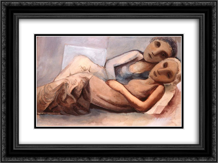 Duas Figuras 24x18 Black Ornate Wood Framed Art Print Poster with Double Matting by Segall, Lasar