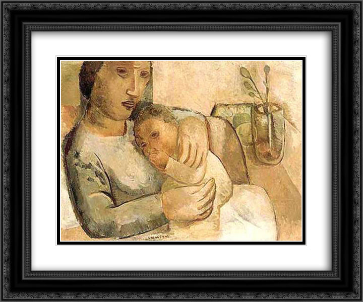 Maternidade 24x20 Black Ornate Wood Framed Art Print Poster with Double Matting by Segall, Lasar