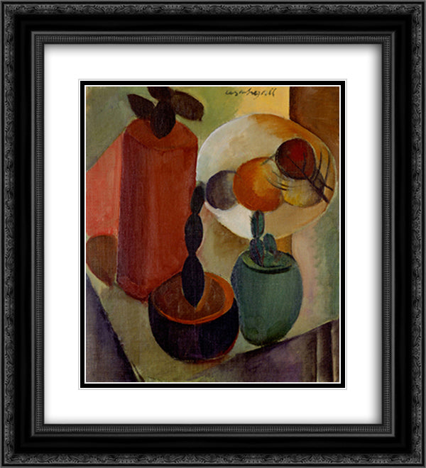 Natureza morta com tres vasos de cactos 20x22 Black Ornate Wood Framed Art Print Poster with Double Matting by Segall, Lasar