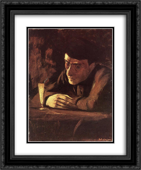 Absinth Drinker 20x24 Black Ornate Wood Framed Art Print Poster with Double Matting by Mednyanszky, Laszlo