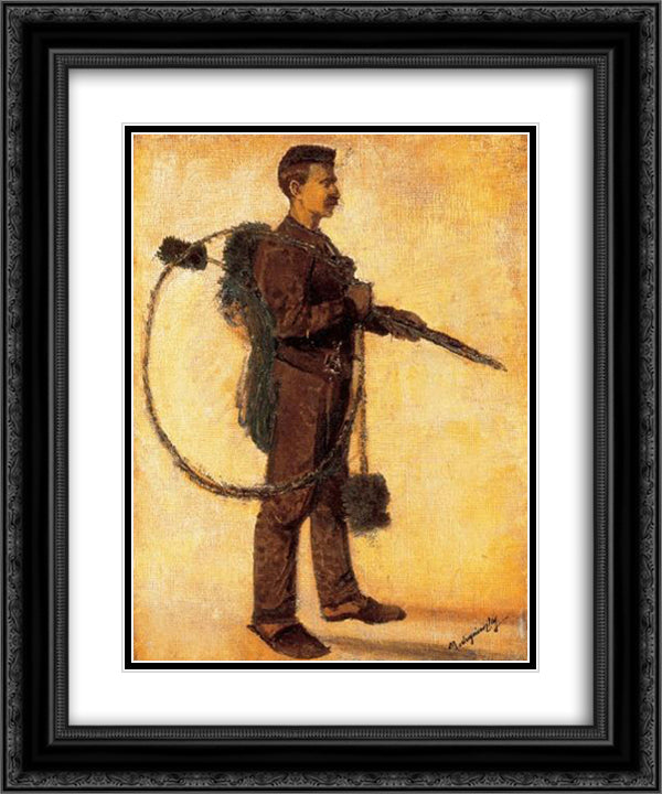 Chimney-sweeper (Carrier of Luck) 20x24 Black Ornate Wood Framed Art Print Poster with Double Matting by Mednyanszky, Laszlo