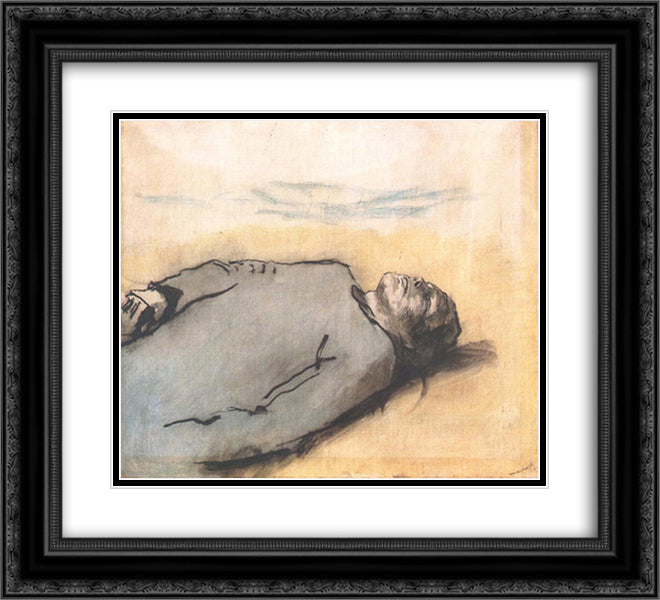 Fallen Russian Soldier 22x20 Black Ornate Wood Framed Art Print Poster with Double Matting by Mednyanszky, Laszlo
