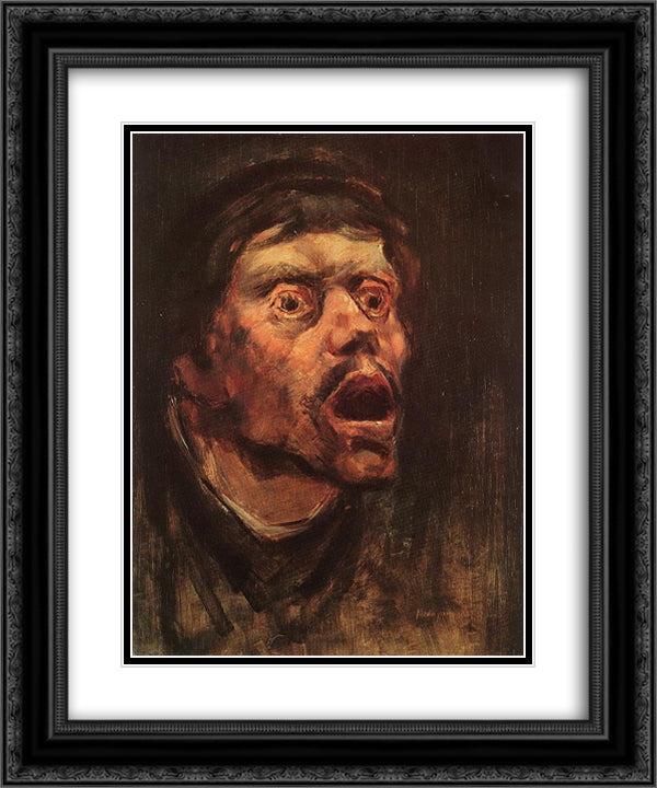 Head of a Tramp 20x24 Black Ornate Wood Framed Art Print Poster with Double Matting by Mednyanszky, Laszlo