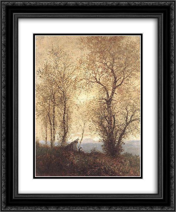 Landscape at Autumn 20x24 Black Ornate Wood Framed Art Print Poster with Double Matting by Mednyanszky, Laszlo