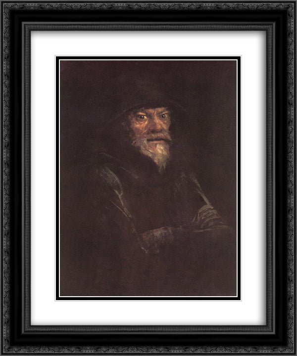 Old Man 20x24 Black Ornate Wood Framed Art Print Poster with Double Matting by Mednyanszky, Laszlo
