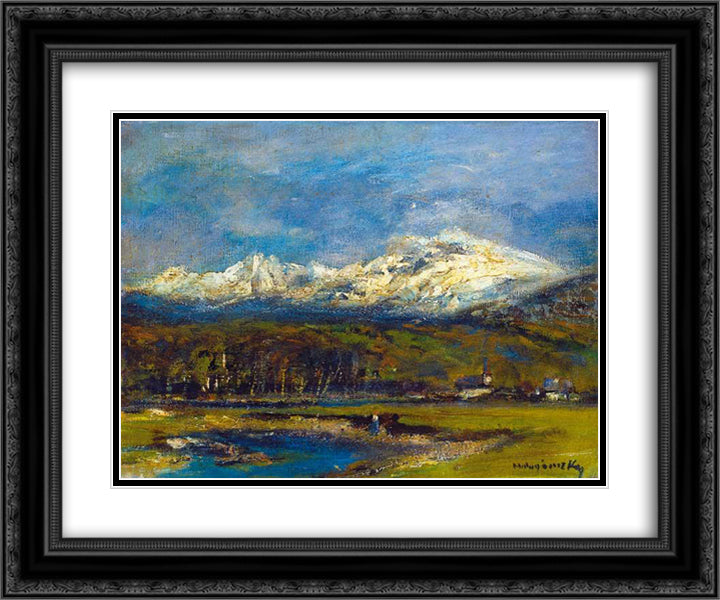 Tarn in the Tatra 24x20 Black Ornate Wood Framed Art Print Poster with Double Matting by Mednyanszky, Laszlo
