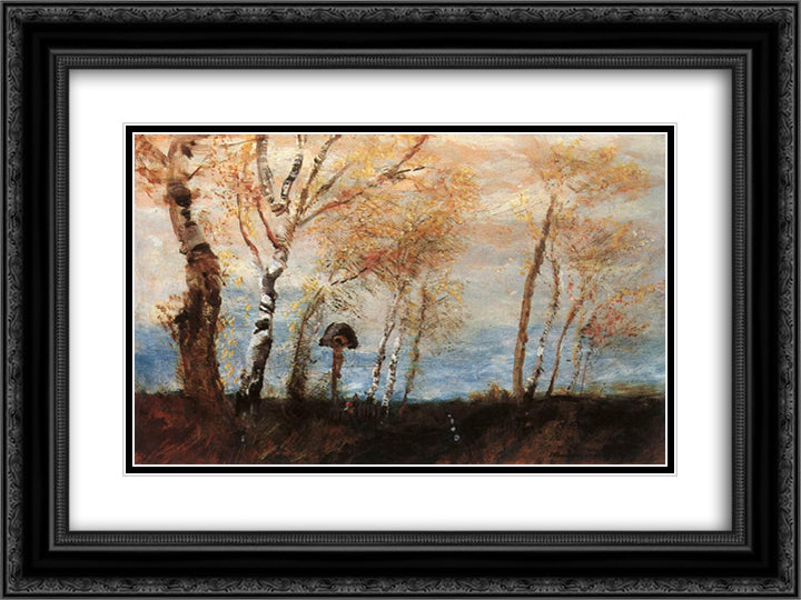 Under the Cross 24x18 Black Ornate Wood Framed Art Print Poster with Double Matting by Mednyanszky, Laszlo