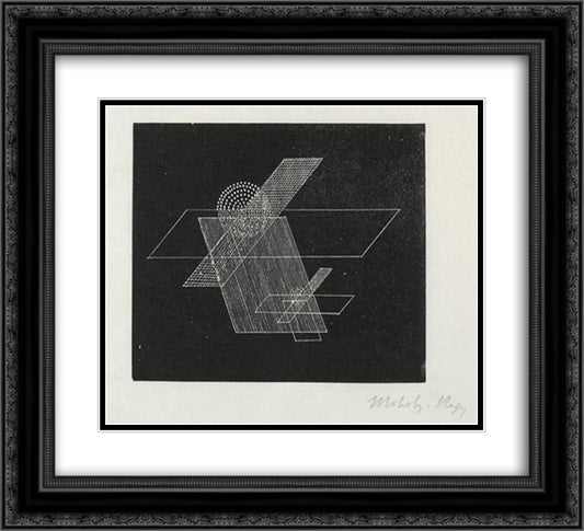 Composition 22x20 Black Ornate Wood Framed Art Print Poster with Double Matting by Moholy Nagy, Laszlo