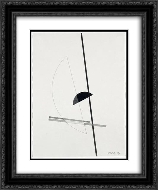 Construction 20x24 Black Ornate Wood Framed Art Print Poster with Double Matting by Moholy Nagy, Laszlo