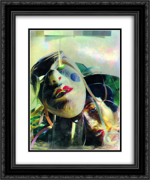 Paul Hartland Carnival. Composition with two masks . 20x24 Black Ornate Wood Framed Art Print Poster with Double Matting by Moholy Nagy, Laszlo