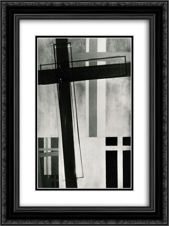 Untitled 18x24 Black Ornate Wood Framed Art Print Poster with Double Matting by Moholy Nagy, Laszlo