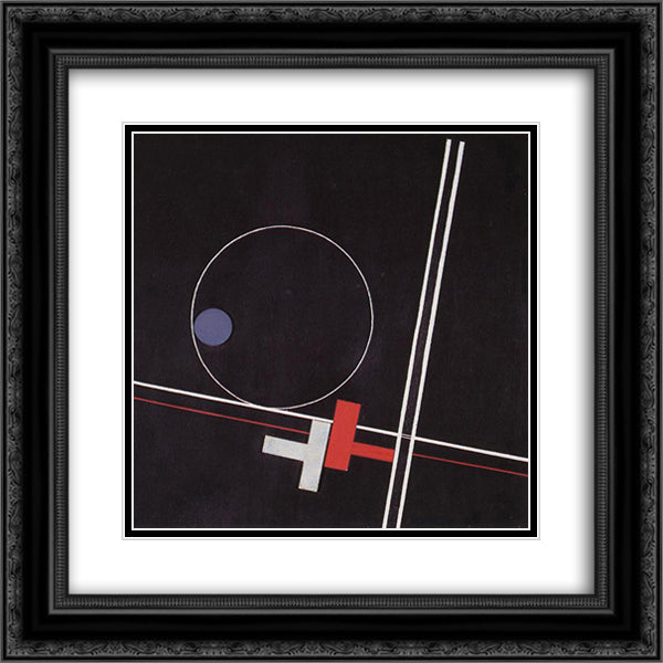 Untitled construction 20x20 Black Ornate Wood Framed Art Print Poster with Double Matting by Moholy Nagy, Laszlo