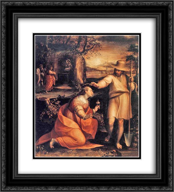 Noli me tangere 20x22 Black Ornate Wood Framed Art Print Poster with Double Matting by Fontana, Lavinia