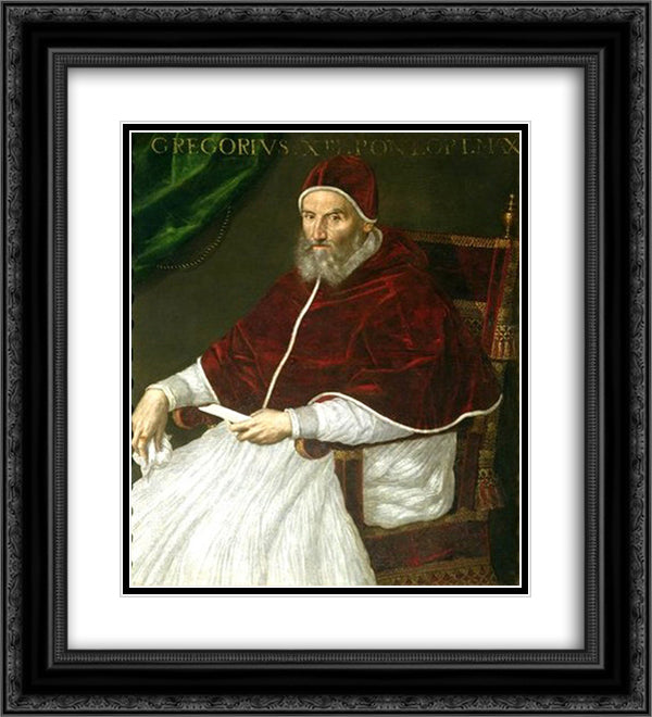 Pope Gregory XIII 20x22 Black Ornate Wood Framed Art Print Poster with Double Matting by Fontana, Lavinia
