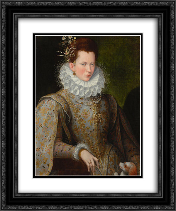 Portrait of a Lady of the Court 20x24 Black Ornate Wood Framed Art Print Poster with Double Matting by Fontana, Lavinia