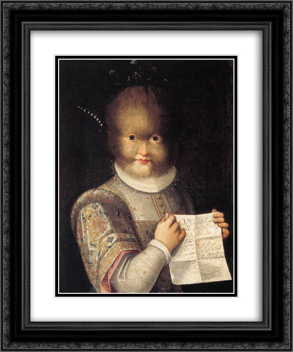 Portrait of Antonietta Gonzalez 20x24 Black Ornate Wood Framed Art Print Poster with Double Matting by Fontana, Lavinia