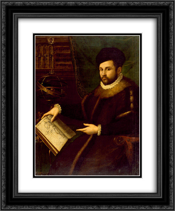 Portrait of Gerolamo Mercuriale 20x24 Black Ornate Wood Framed Art Print Poster with Double Matting by Fontana, Lavinia