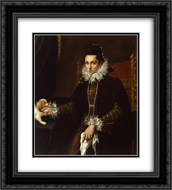 Portrait of Ginevra Aldrovandi Hercolani 20x22 Black Ornate Wood Framed Art Print Poster with Double Matting by Fontana, Lavinia
