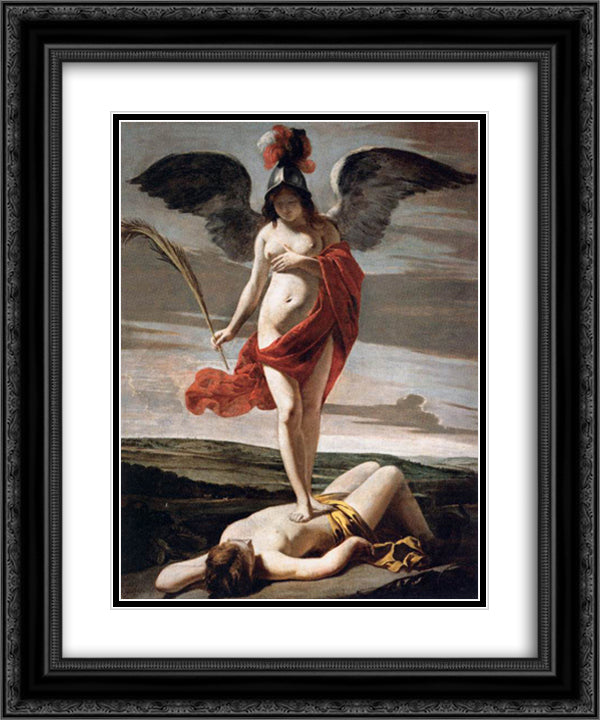 Allegory of Victory 20x24 Black Ornate Wood Framed Art Print Poster with Double Matting by Le Nain brothers