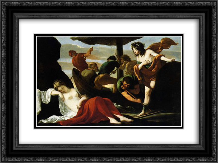 Bacchus and Ariadne 24x18 Black Ornate Wood Framed Art Print Poster with Double Matting by Le Nain brothers