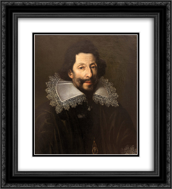 Portrait of a knight of Saint Michael 20x22 Black Ornate Wood Framed Art Print Poster with Double Matting by Le Nain brothers