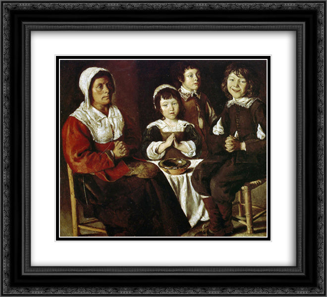 The grace 22x20 Black Ornate Wood Framed Art Print Poster with Double Matting by Le Nain brothers