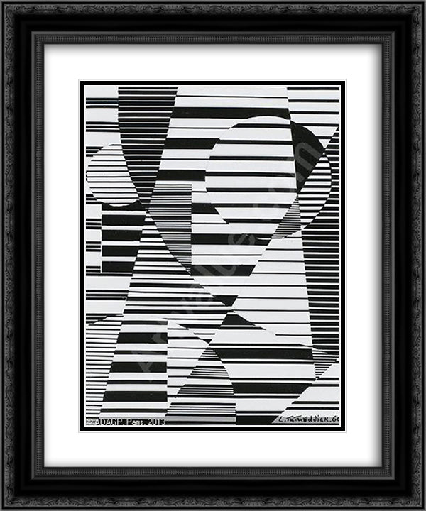 Abstract Composition 20x24 Black Ornate Wood Framed Art Print Poster with Double Matting by Tutundjian, Leon Arthur